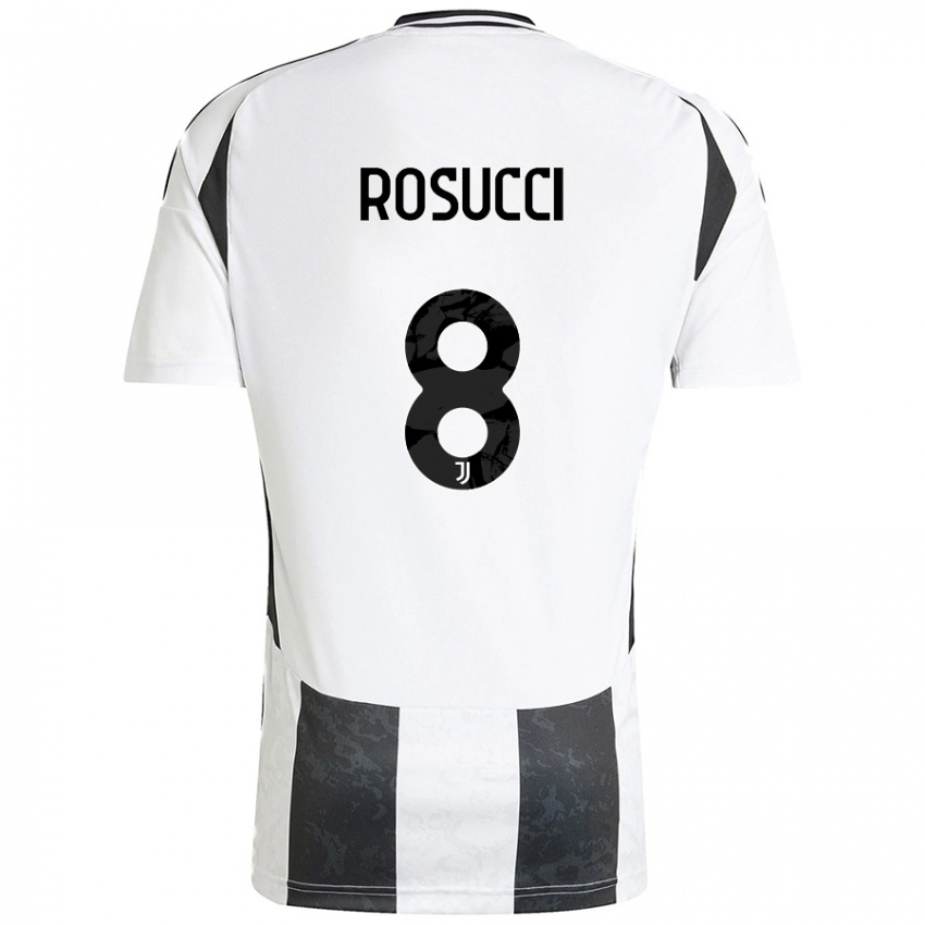 Hombre Camiseta Martina Rosucci #8 Blanco Negro 1ª Equipación 2024/25 La Camisa Perú