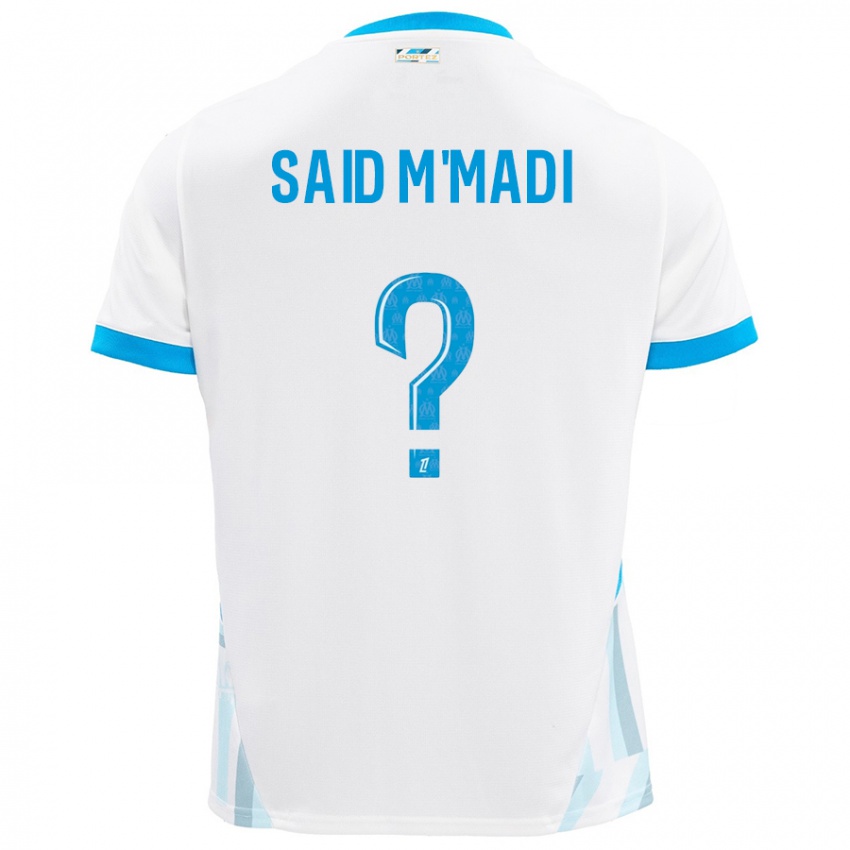 Hombre Camiseta Yakine Said M'madi #0 Blanco Azul Cielo 1ª Equipación 2024/25 La Camisa Perú