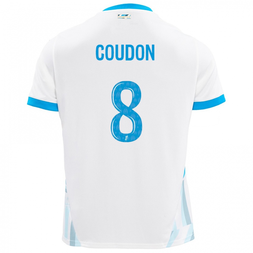 Hombre Camiseta Marine Coudon #8 Blanco Azul Cielo 1ª Equipación 2024/25 La Camisa Perú