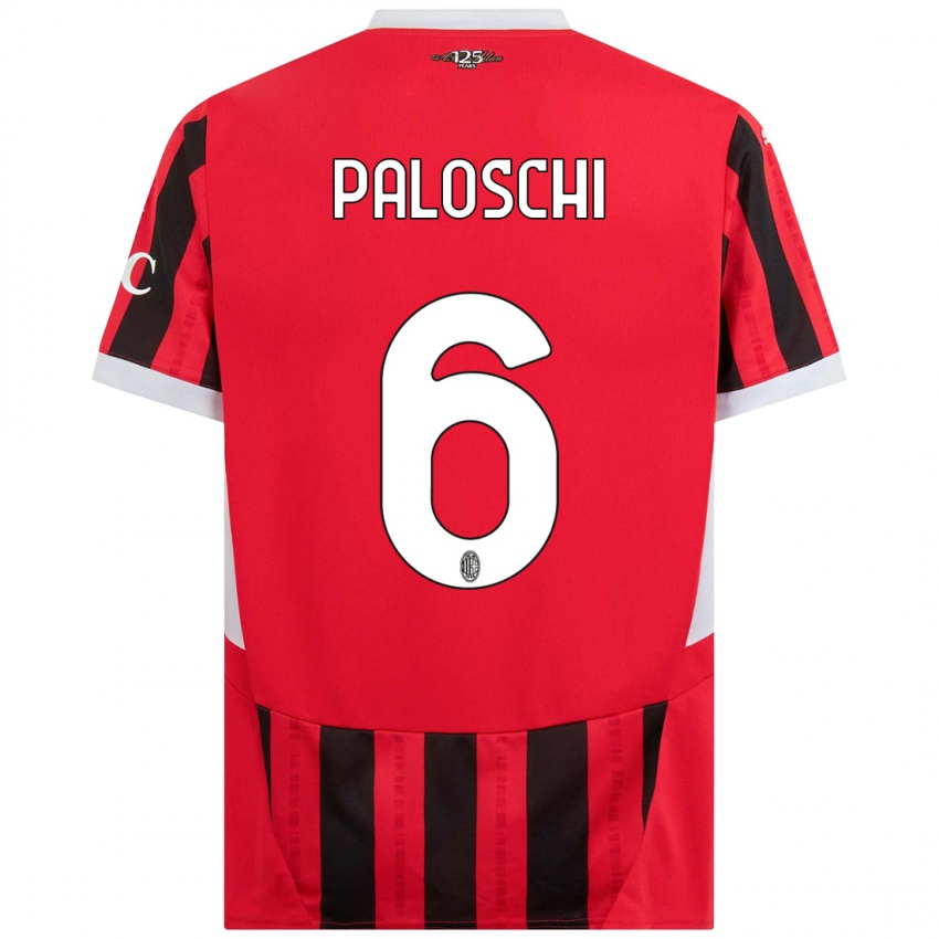 Hombre Camiseta Dorian Paloschi #6 Rojo Negro 1ª Equipación 2024/25 La Camisa Perú