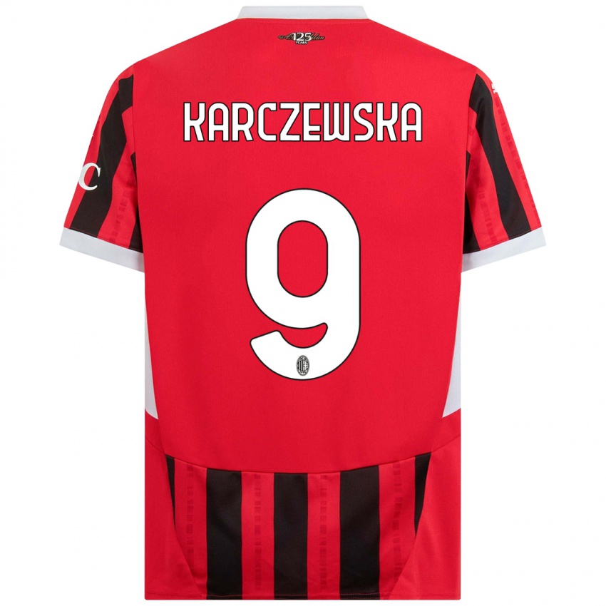 Hombre Camiseta Nikola Karczewska #9 Rojo Negro 1ª Equipación 2024/25 La Camisa Perú