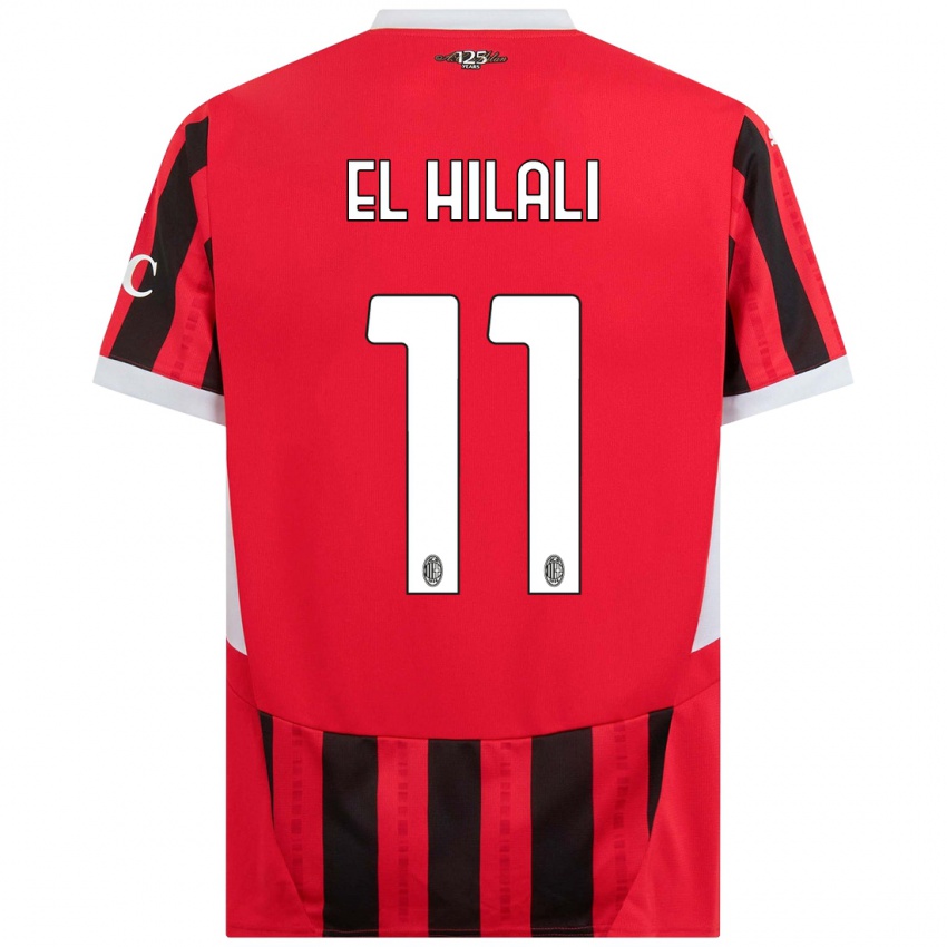 Hombre Camiseta Youns El Hilali #11 Rojo Negro 1ª Equipación 2024/25 La Camisa Perú