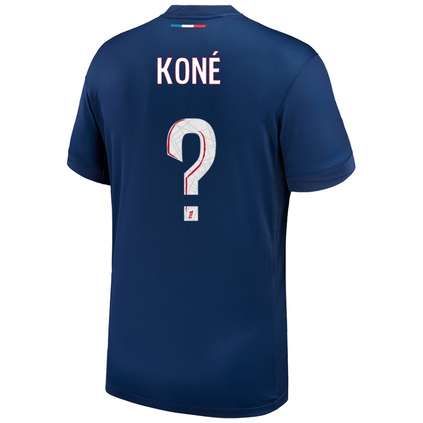 Hombre Camiseta Zanga Koné #0 Azul Marino Blanco 1ª Equipación 2024/25 La Camisa Perú