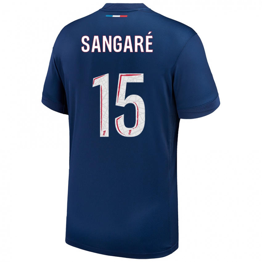 Hombre Camiseta Mahamadou Sangaré #15 Azul Marino Blanco 1ª Equipación 2024/25 La Camisa Perú