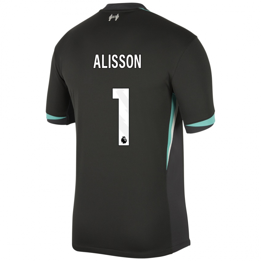 Hombre Camiseta Alisson #1 Negro Antracita Blanco 2ª Equipación 2024/25 La Camisa Perú