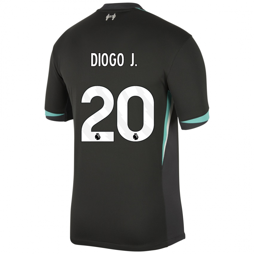 Hombre Camiseta Diogo Jota #20 Negro Antracita Blanco 2ª Equipación 2024/25 La Camisa Perú