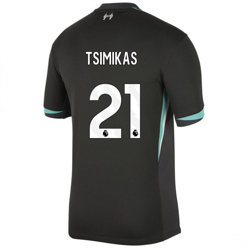 Hombre Camiseta Konstantinos Tsimikas #21 Negro Antracita Blanco 2ª Equipación 2024/25 La Camisa Perú