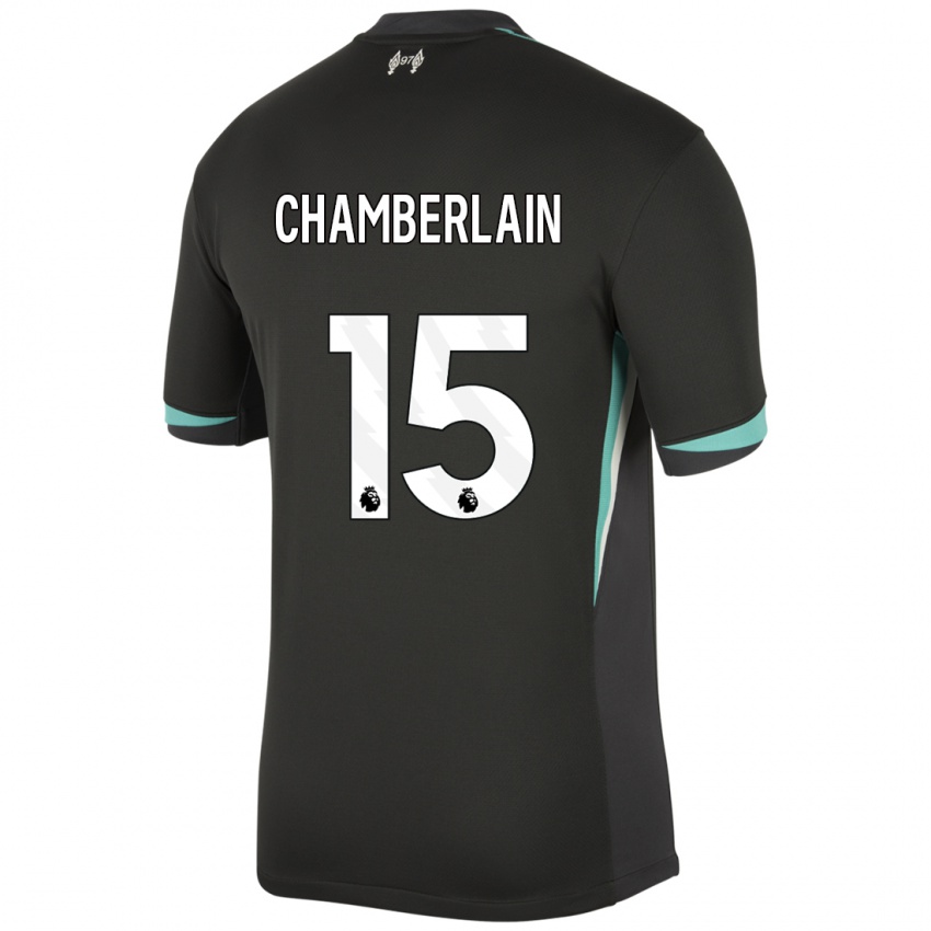 Hombre Camiseta Alex Oxlade Chamberlain #15 Negro Antracita Blanco 2ª Equipación 2024/25 La Camisa Perú