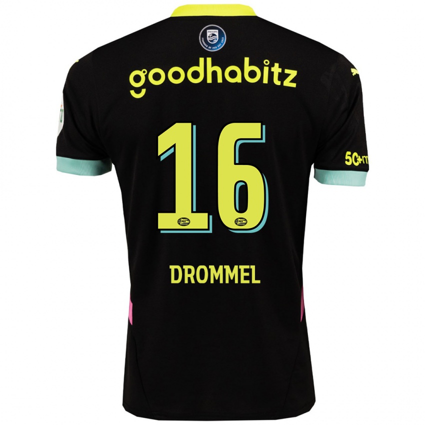 Hombre Camiseta Joel Drommel #16 Negro Amarillo 2ª Equipación 2024/25 La Camisa Perú