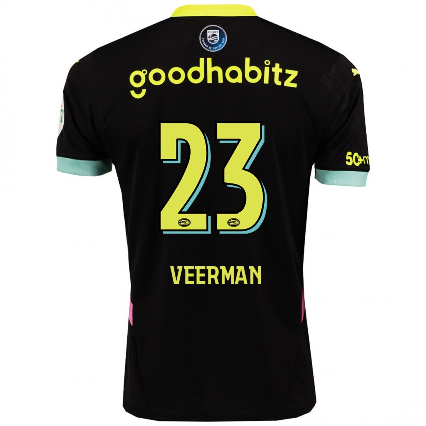 Hombre Camiseta Joey Veerman #23 Negro Amarillo 2ª Equipación 2024/25 La Camisa Perú