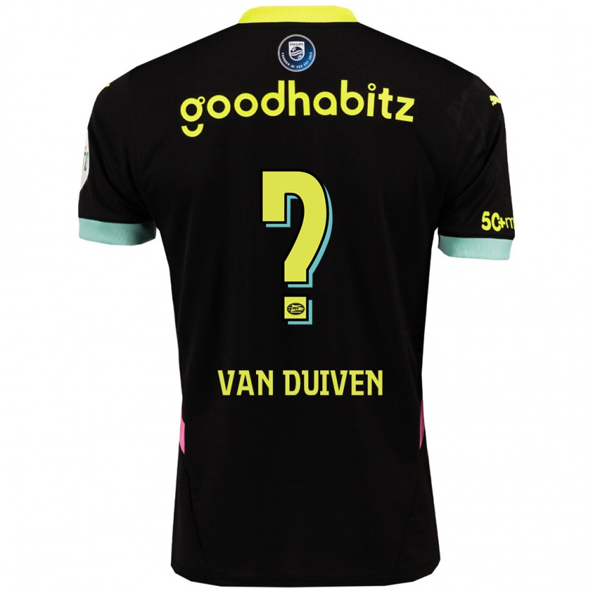 Hombre Camiseta Robin Van Duiven #0 Negro Amarillo 2ª Equipación 2024/25 La Camisa Perú