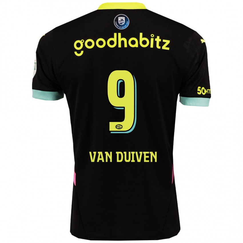 Hombre Camiseta Jason Van Duiven #9 Negro Amarillo 2ª Equipación 2024/25 La Camisa Perú