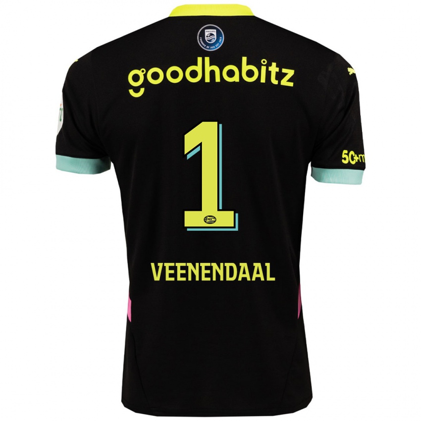 Hombre Camiseta Sari Van Veenendaal #1 Negro Amarillo 2ª Equipación 2024/25 La Camisa Perú