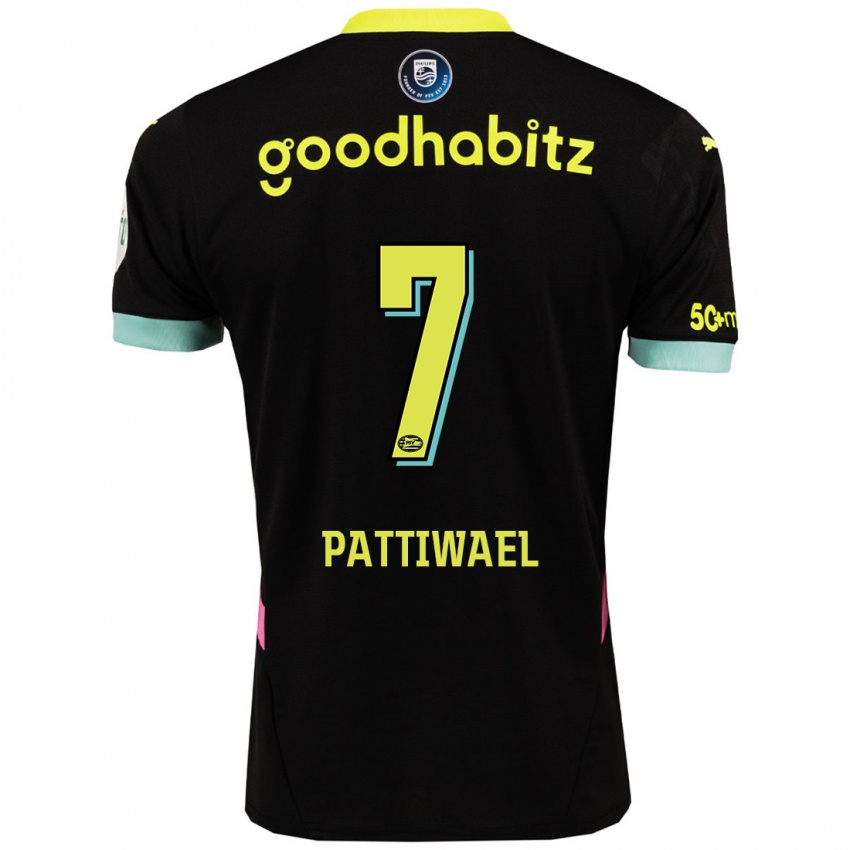 Hombre Camiseta Naomi Pattiwael #7 Negro Amarillo 2ª Equipación 2024/25 La Camisa Perú