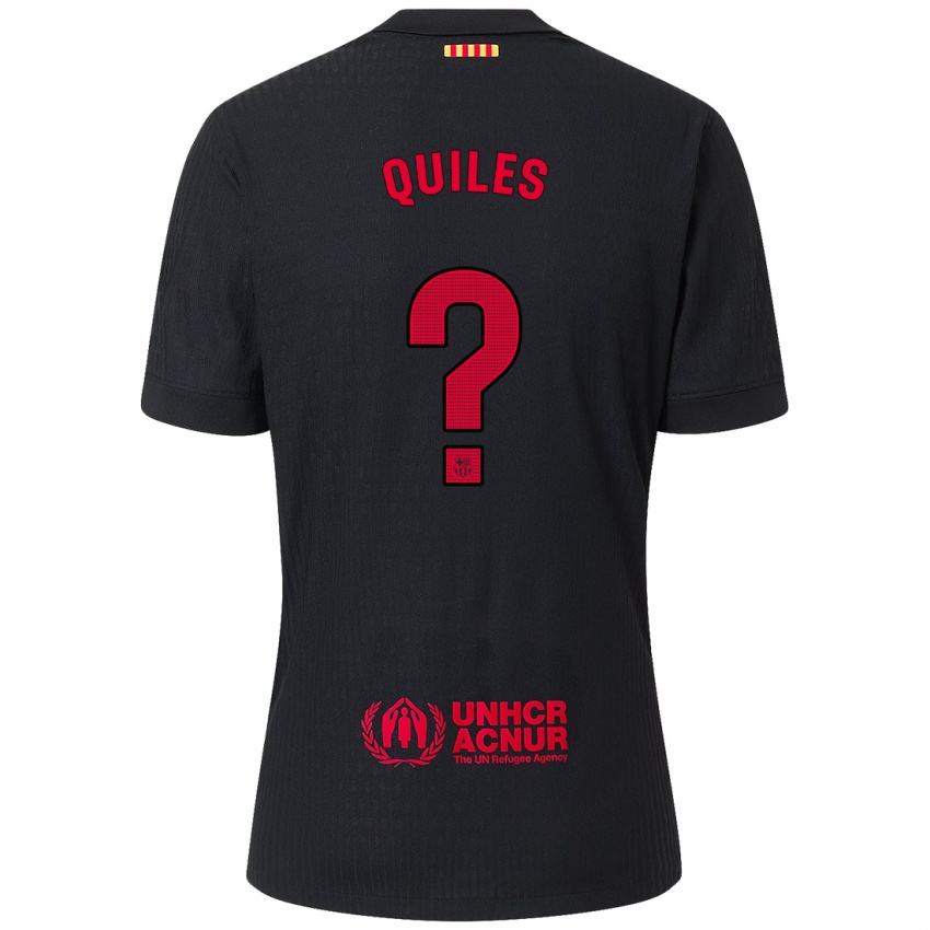 Hombre Camiseta Jan Quiles #0 Negro Rojo 2ª Equipación 2024/25 La Camisa Perú