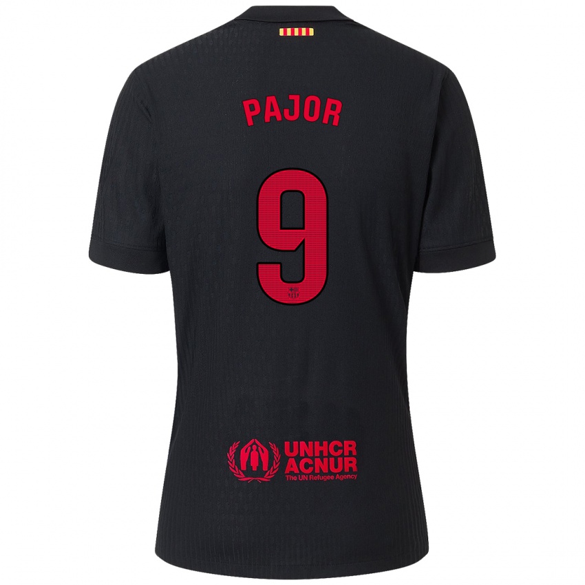 Hombre Camiseta Ewa Pajor #9 Negro Rojo 2ª Equipación 2024/25 La Camisa Perú