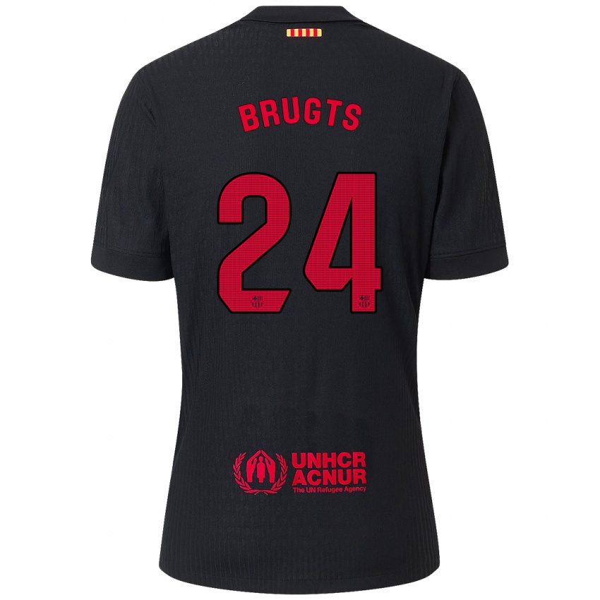 Hombre Camiseta Esmee Brugts #24 Negro Rojo 2ª Equipación 2024/25 La Camisa Perú