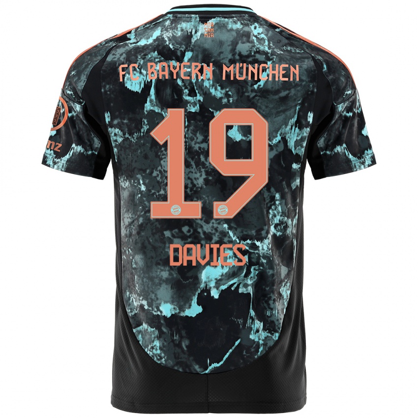 Hombre Camiseta Alphonso Davies #19 Negro 2ª Equipación 2024/25 La Camisa Perú