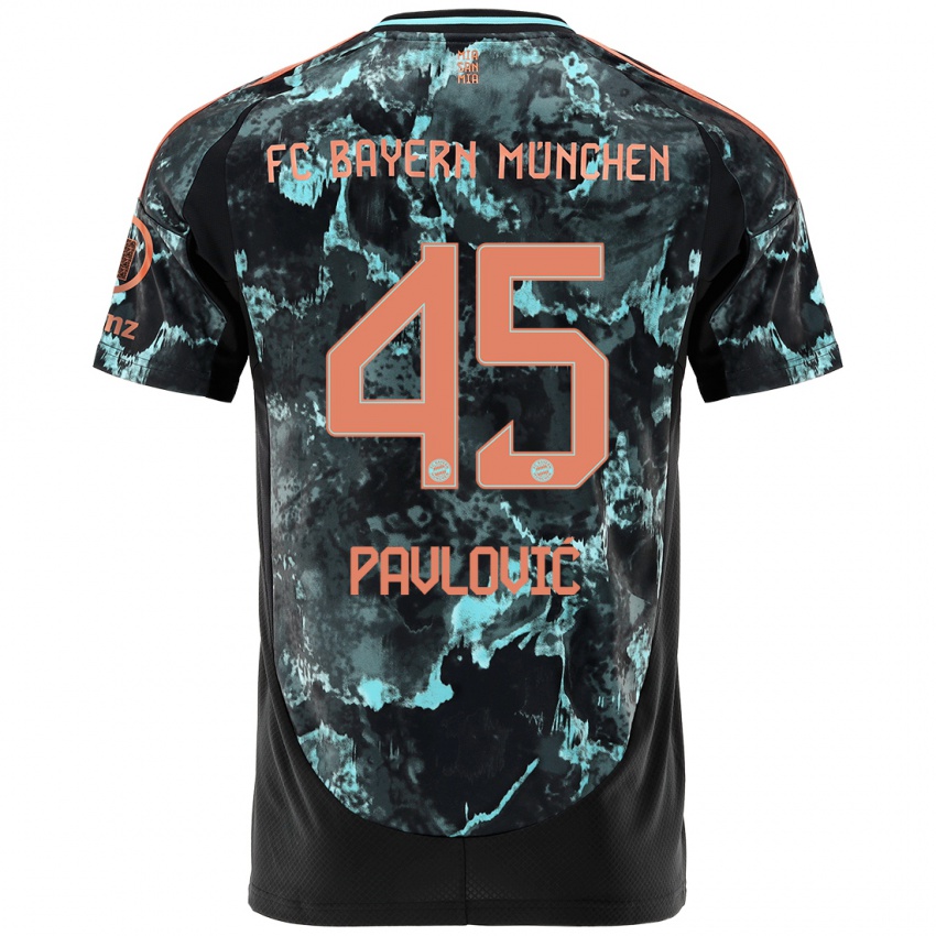 Hombre Camiseta Aleksandar Pavlovic #45 Negro 2ª Equipación 2024/25 La Camisa Perú