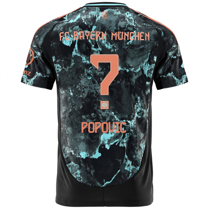 Hombre Camiseta Marko Popovic #0 Negro 2ª Equipación 2024/25 La Camisa Perú