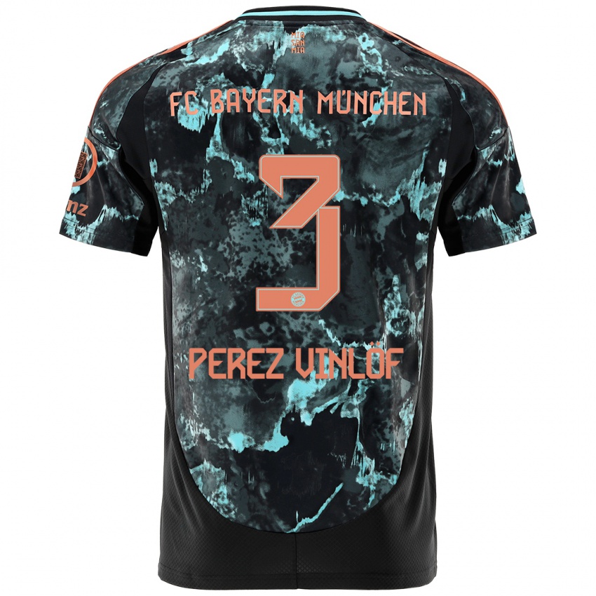 Hombre Camiseta Matteo Perez Vinlöf #3 Negro 2ª Equipación 2024/25 La Camisa Perú