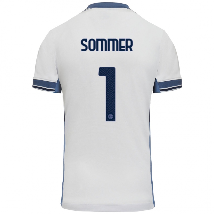 Hombre Camiseta Yann Sommer #1 Blanco Gris 2ª Equipación 2024/25 La Camisa Perú