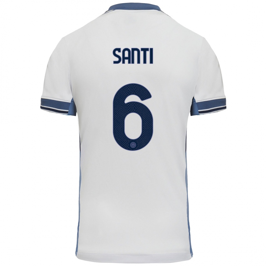 Hombre Camiseta Irene Santi #6 Blanco Gris 2ª Equipación 2024/25 La Camisa Perú