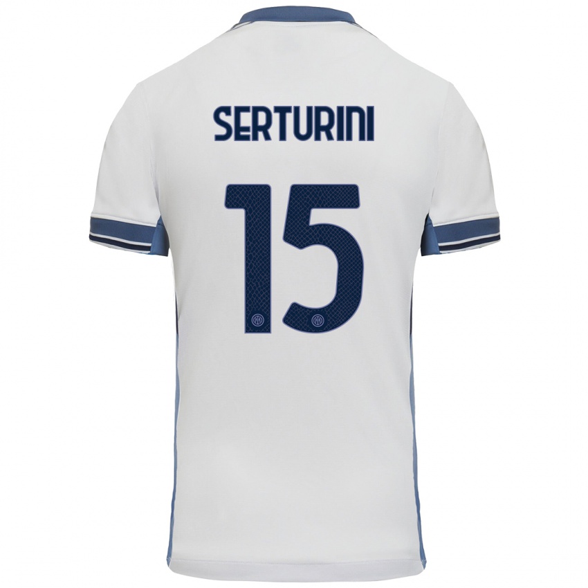 Hombre Camiseta Annamaria Serturini #15 Blanco Gris 2ª Equipación 2024/25 La Camisa Perú