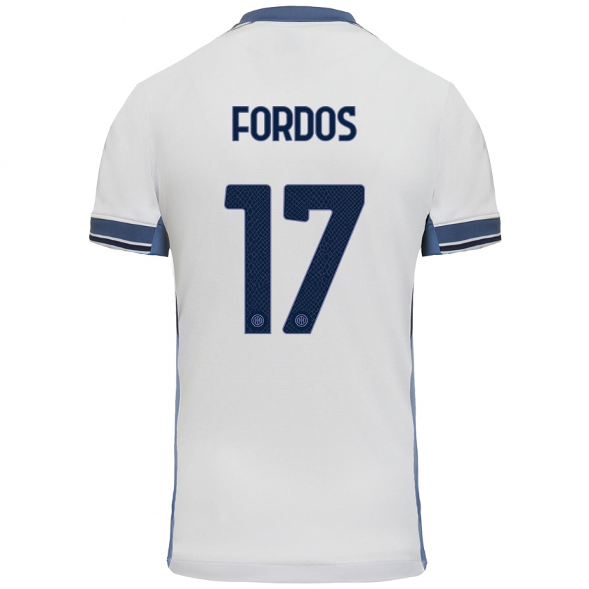 Hombre Camiseta Beatrix Fördős #17 Blanco Gris 2ª Equipación 2024/25 La Camisa Perú