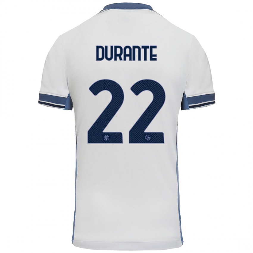 Hombre Camiseta Francesca Durante #22 Blanco Gris 2ª Equipación 2024/25 La Camisa Perú