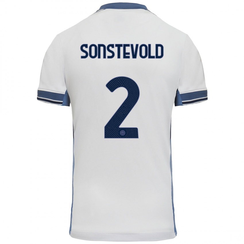 Hombre Camiseta Anja Sonstevold #2 Blanco Gris 2ª Equipación 2024/25 La Camisa Perú