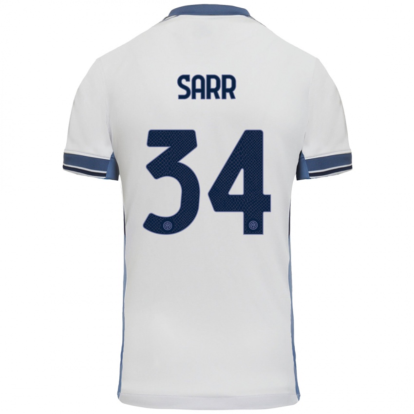 Hombre Camiseta Amadou Sarr #34 Blanco Gris 2ª Equipación 2024/25 La Camisa Perú