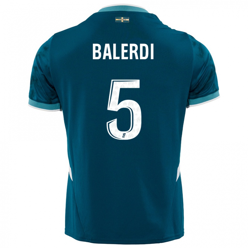 Hombre Camiseta Leonardo Balerdi #5 Azul Turquesa 2ª Equipación 2024/25 La Camisa Perú