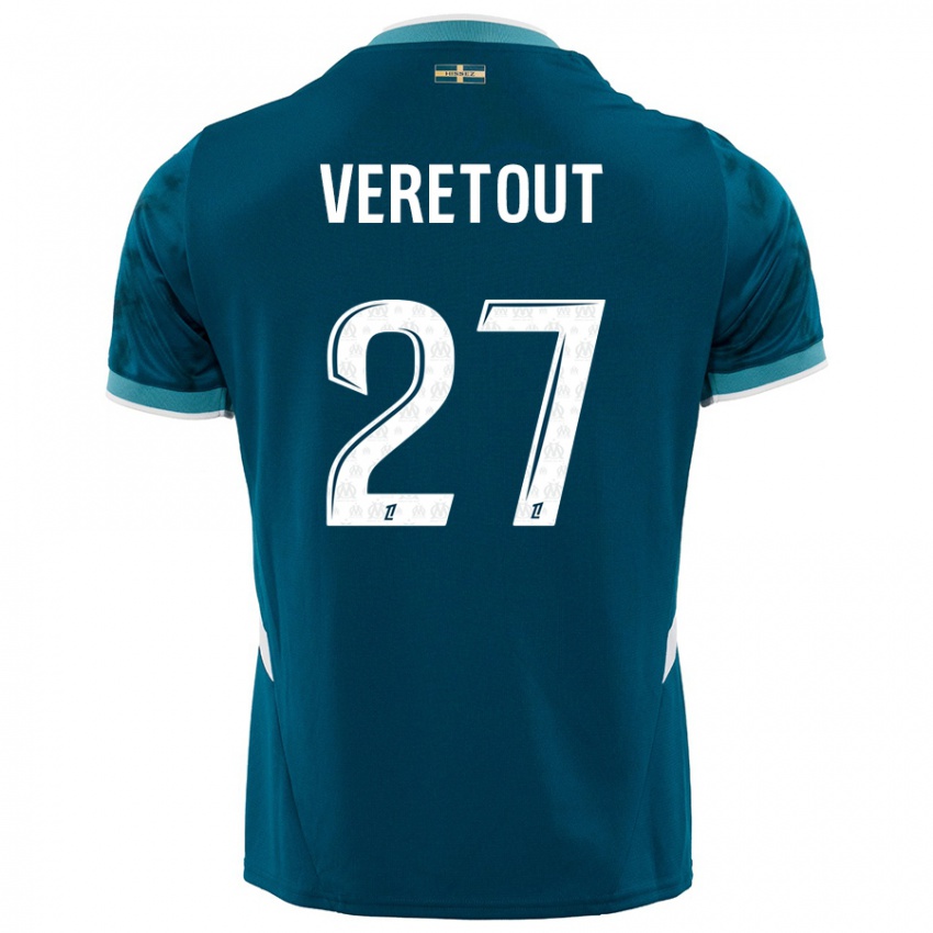 Hombre Camiseta Jordan Veretout #27 Azul Turquesa 2ª Equipación 2024/25 La Camisa Perú