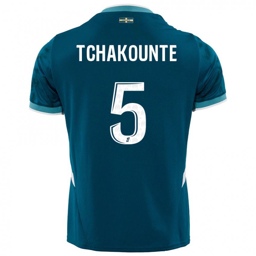 Hombre Camiseta Annaëlle Tchakounté #5 Azul Turquesa 2ª Equipación 2024/25 La Camisa Perú