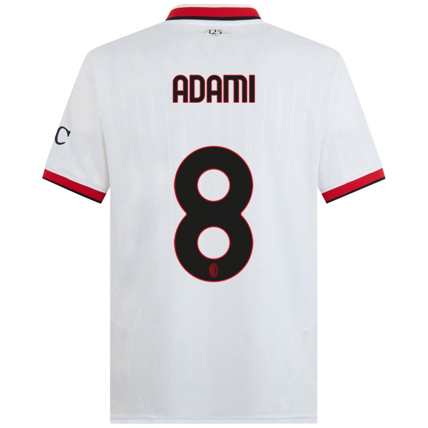 Hombre Camiseta Greta Adami #8 Blanco Negro Rojo 2ª Equipación 2024/25 La Camisa Perú