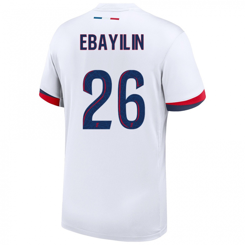 Hombre Camiseta Anaïs Ebayilin #26 Blanco Azul Rojo 2ª Equipación 2024/25 La Camisa Perú