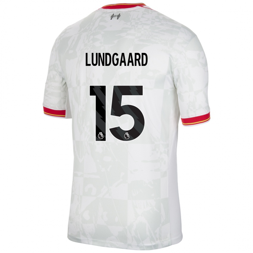 Hombre Camiseta Sofie Lundgaard #15 Blanco Rojo Negro Equipación Tercera 2024/25 La Camisa Perú