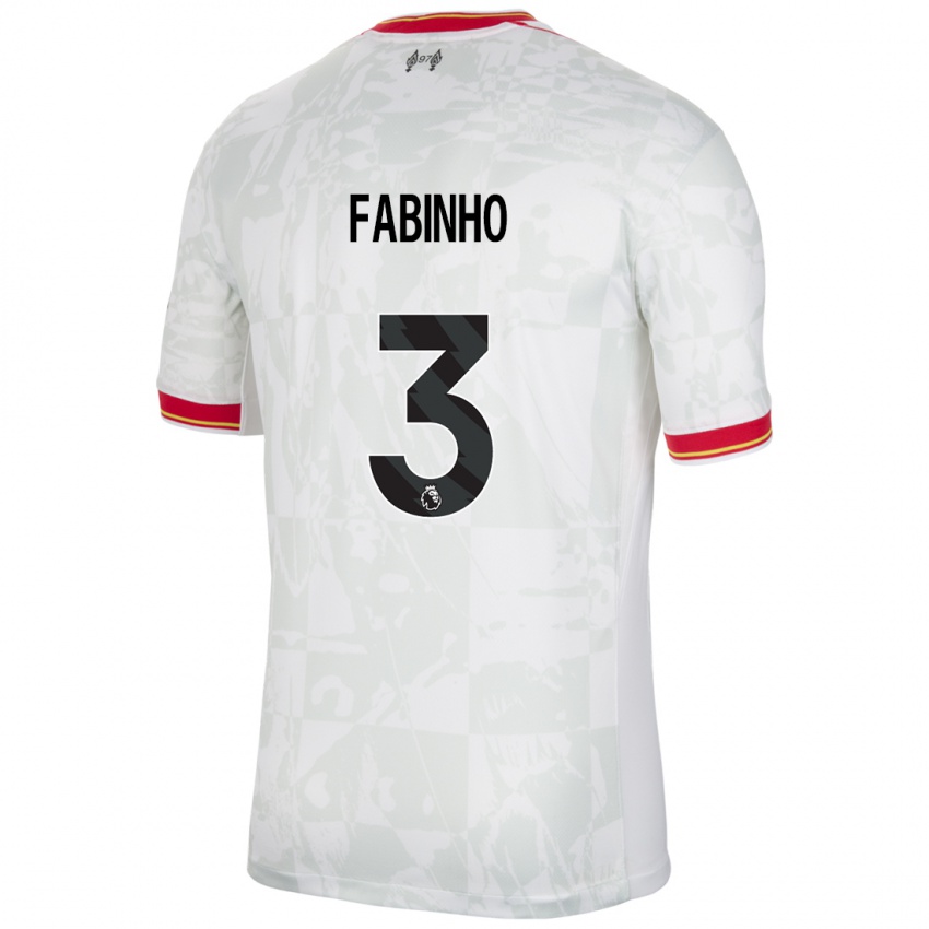 Hombre Camiseta Fabinho #3 Blanco Rojo Negro Equipación Tercera 2024/25 La Camisa Perú