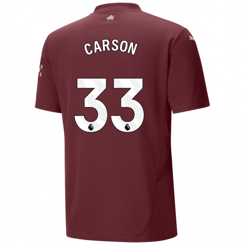 Hombre Camiseta Scott Carson #33 Granate Equipación Tercera 2024/25 La Camisa Perú