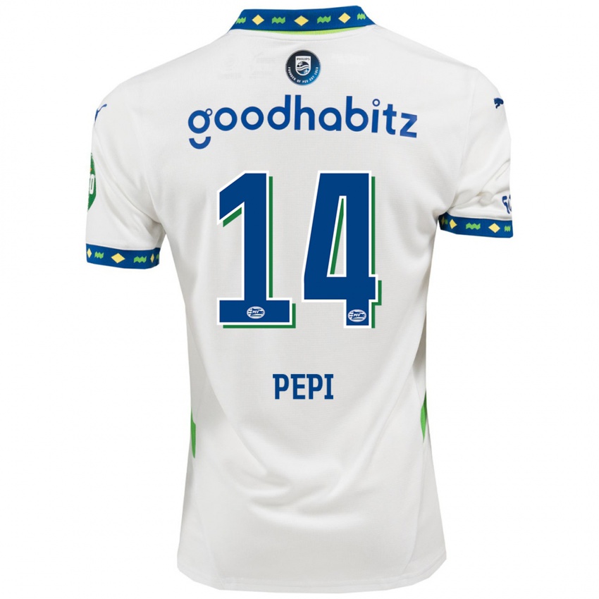 Hombre Camiseta Ricardo Pepi #14 Blanco Azul Oscuro Equipación Tercera 2024/25 La Camisa Perú