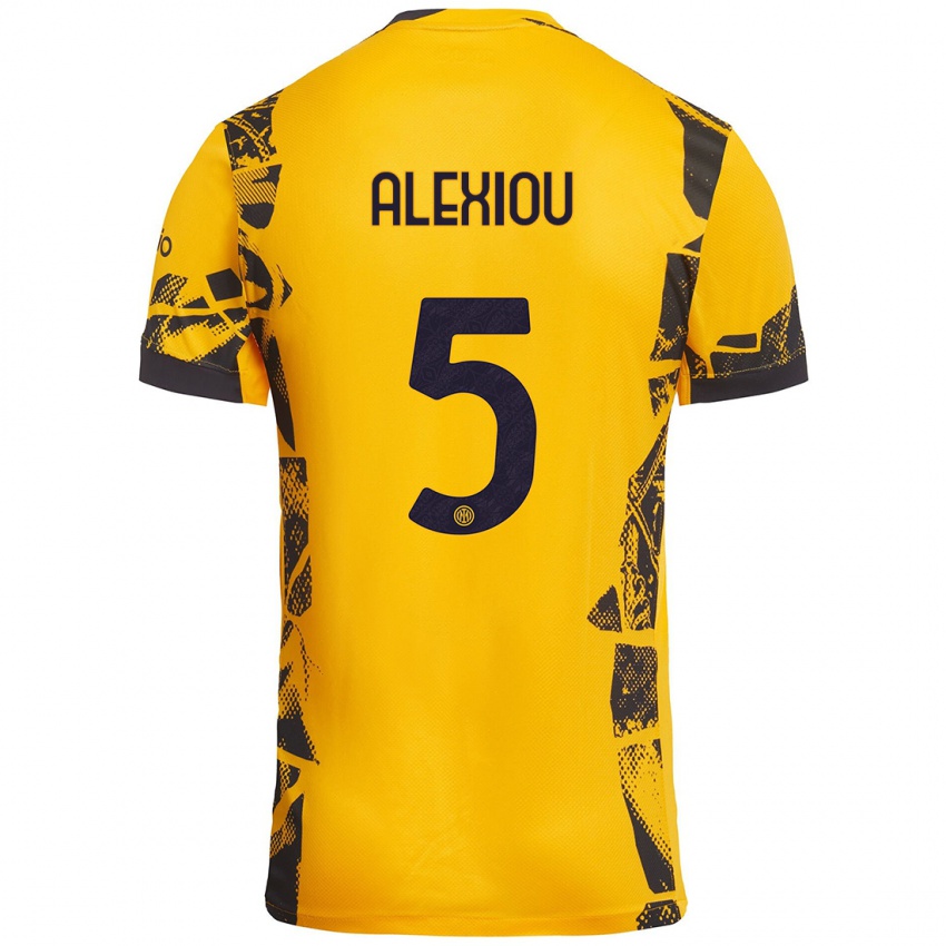 Hombre Camiseta Christos Alexiou #5 Dorado Negro Equipación Tercera 2024/25 La Camisa Perú