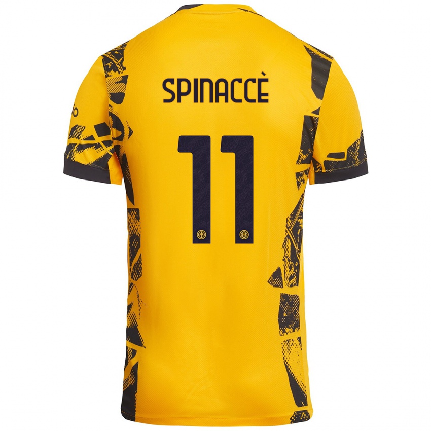 Hombre Camiseta Matteo Spinaccè #11 Dorado Negro Equipación Tercera 2024/25 La Camisa Perú