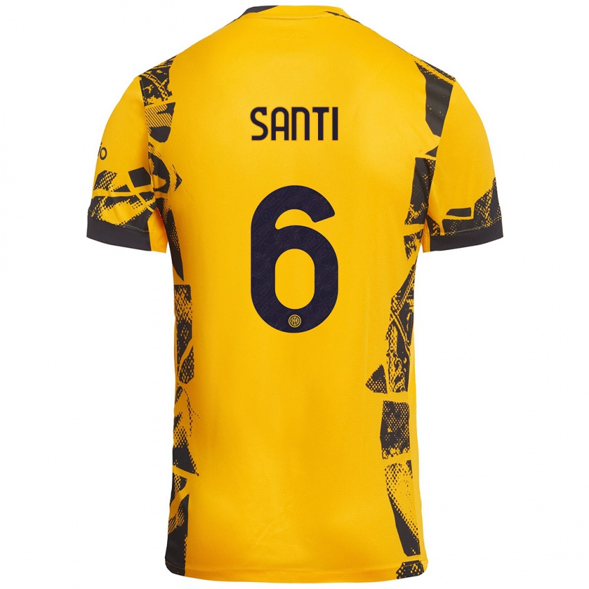 Hombre Camiseta Irene Santi #6 Dorado Negro Equipación Tercera 2024/25 La Camisa Perú