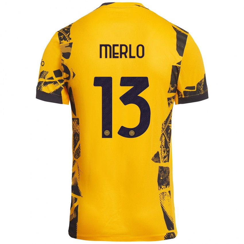 Hombre Camiseta Beatrice Merlo #13 Dorado Negro Equipación Tercera 2024/25 La Camisa Perú