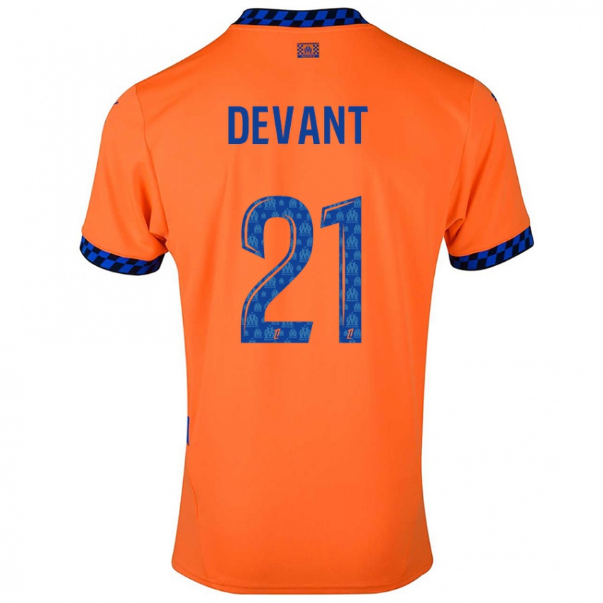 Hombre Camiseta Caroline Devant #21 Naranja Azul Oscuro Equipación Tercera 2024/25 La Camisa Perú