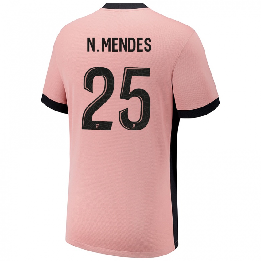 Hombre Camiseta Nuno Mendes #25 Rosa Óxido Equipación Tercera 2024/25 La Camisa Perú