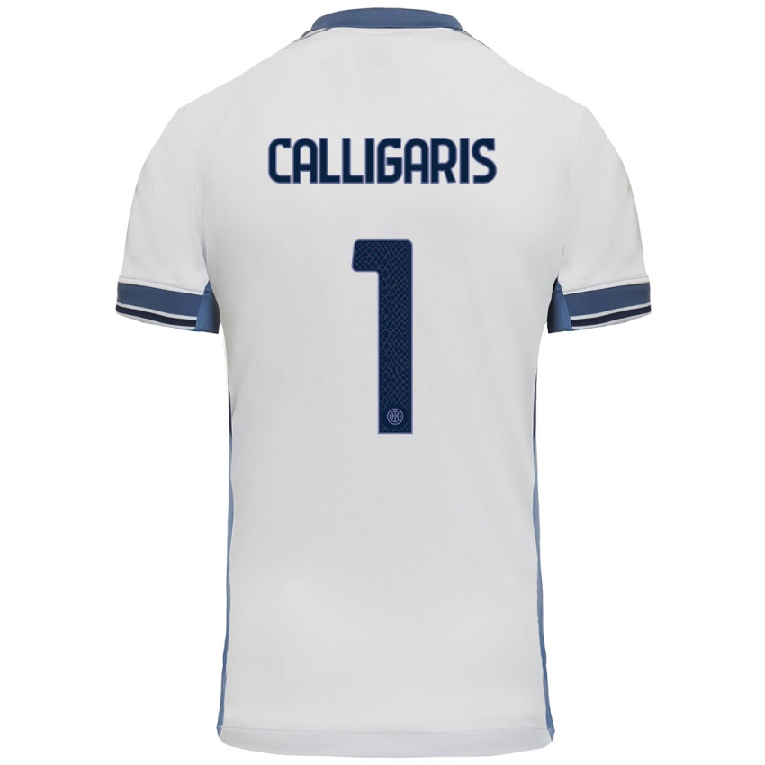 Mujer Camiseta Alessandro Calligaris #1 Blanco Gris 2ª Equipación 2024/25 La Camisa Perú