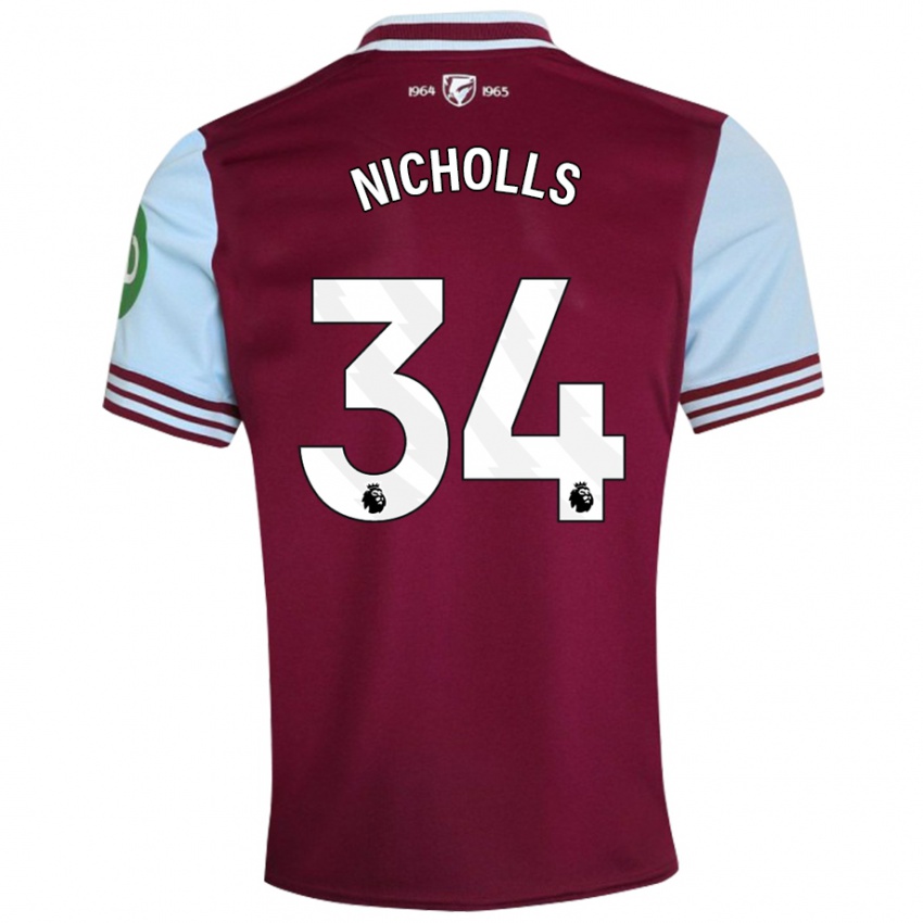 Niño Camiseta Macey Nicholls #34 Rojo Oscuro 1ª Equipación 2024/25 La Camisa Perú