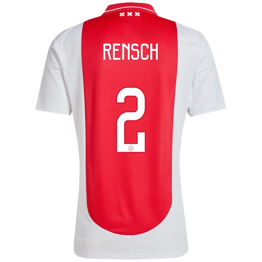 Niño Camiseta Devyne Rensch #2 Rojo Blanco 1ª Equipación 2024/25 La Camisa Perú